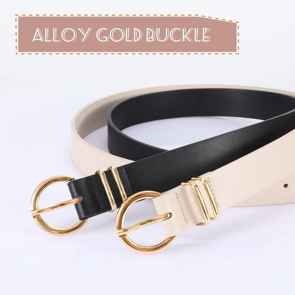 3 Pack Women\'s Belts For Jeans Pants Fashion Alloy Gold Buckle Ladies Dress💞